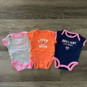 Set of 3 Carter’s Baby Girl Onesies Sz NB
